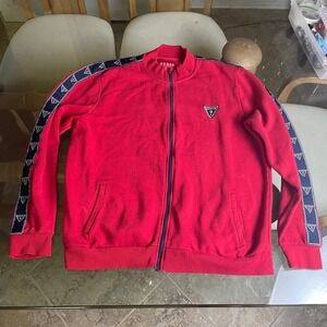 Guess Track Jacket Full Zip‎ Logo Tape Red Pullover XL